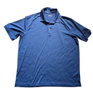 Walter Hagen Mens Golf Polo Shirt Blue Striped Short‎ Sleeve Athletic Sport L